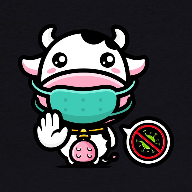 Cute Anti-Covid Cow With Quarantine Mouthguard by Foxxy Merch